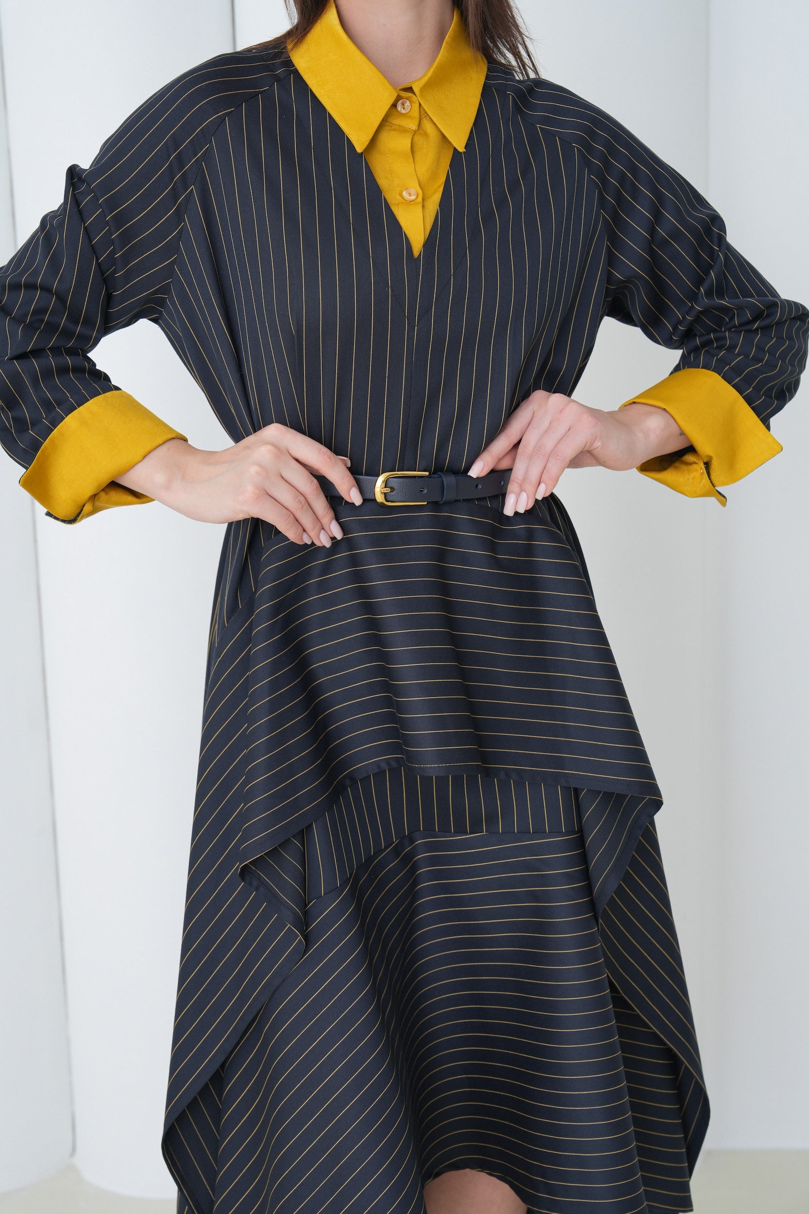 Aurelia Sculpt Dress by Lumina Eligma – luxury merino wool sculpted dress with architectural silhouette