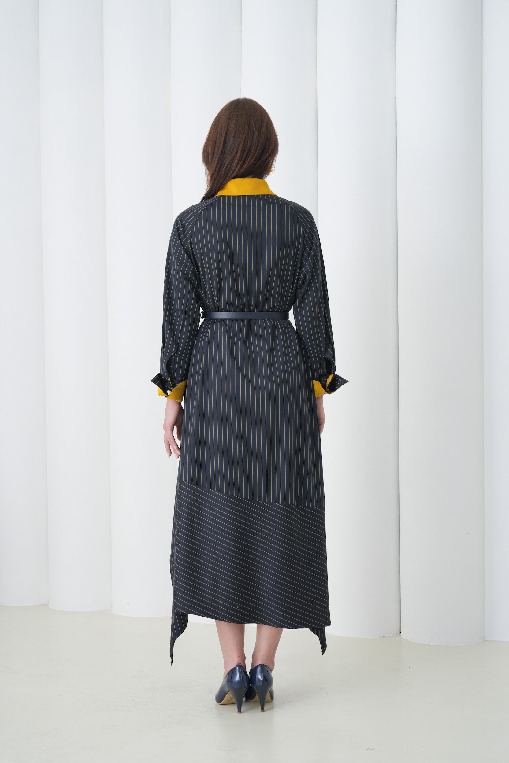 Aurelia Sculpt Dress by Lumina Eligma – luxury merino wool sculpted dress with architectural silhouette