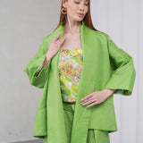 The Duality Linen Reversible Jacket - Green Floral