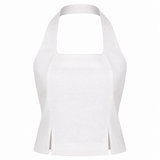 The Halterline Linen Blouse - White