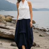 The Collar Linen Skirt - Navy