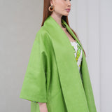 The Duality Linen Reversible Jacket - Green Paisley