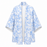 The Duality Linen Reversible Jacket - White Blue Pattern
