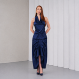 The Vanguard Skirt Silk - Midnight Navy