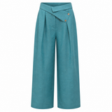 The Wrapline Linen Trouser - Teal