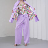 The Wrapline Linen Trouser - Lilac