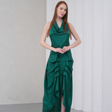 The Vanguard Skirt Silk - Emerald Green