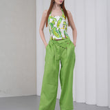 The Wrapline Linen Trouser - Green