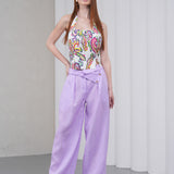 The Wrapline Linen Trouser - Lilac