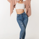 Fuzzy Poncho Shawl with Sleeves - Blush Pink