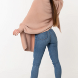 Fuzzy Poncho Shawl with Sleeves - Blush Pink