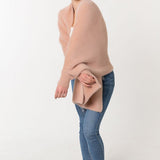 Fuzzy Poncho Shawl with Sleeves - Blush Pink
