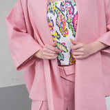 The Duality Linen Jacket - Pink White