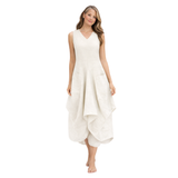The Juby Linen - Balloon Skirt Dress - Cream