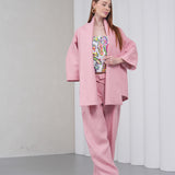 The Duality Linen Jacket - Pink White