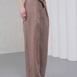 The Wrapline Linen Trouser - Coffee