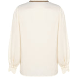 Silk Knot Ruffle Shirt - Cream Sage