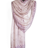 Raw Silk Rectangular Shawl - Pink Paisley