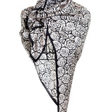 Square Silk Big Size Scarf 90x90 - White Roses