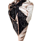 Square Silk Big Size Scarf 90x90 - White Rose