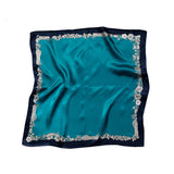 Square Silk Bandana 50cmx50cm - Teal Floral