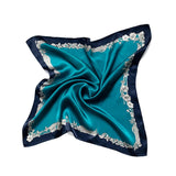 Square Silk Bandana 50cmx50cm - Teal Floral