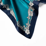 Square Silk Bandana 50cmx50cm - Teal Floral