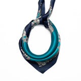 Square Silk Bandana 50cmx50cm - Teal Floral