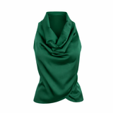 Cascade Silk Cowl Top - Emerald Green