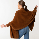 Fuzzy Poncho Shawl with Sleeves - Cinnamon