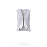 Collar-Elle Vest - Light Gray & White