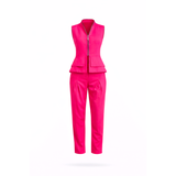 Construct Vest Suit & Pants Ensemble Fuschia