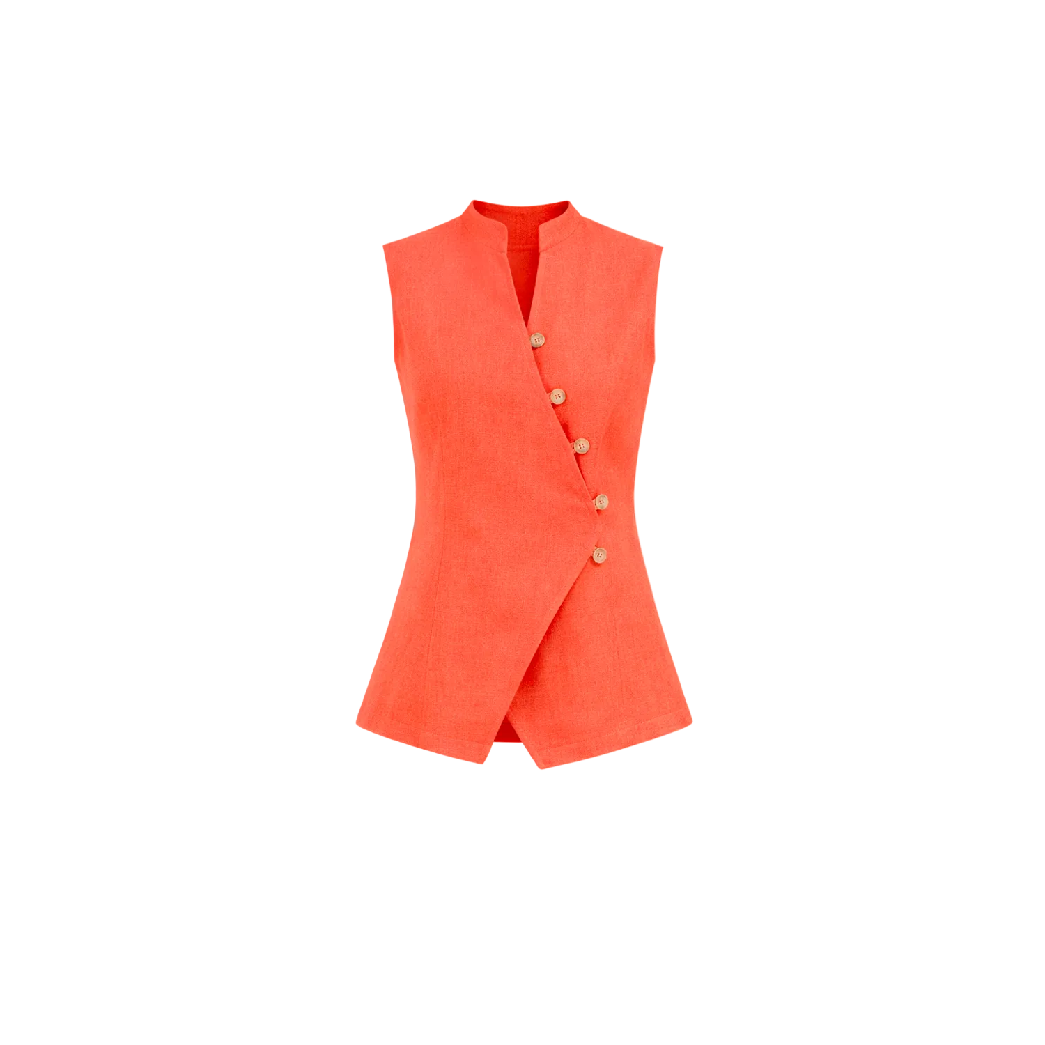 Orange vest with buttons on a white background