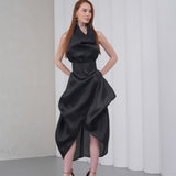 Silhouette Halter Dress - Black