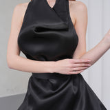 Silhouette Halter Dress - Black