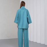 The Duality Linen Jacket - Teal