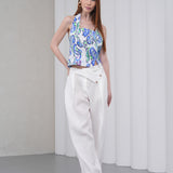 The Wrapline Linen Trouser - White