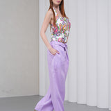 The Wrapline Linen Trouser - Lilac