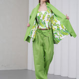 The Duality Linen Reversible Jacket - Green Paisley