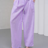 The Wrapline Linen Trouser - Lilac