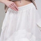 The Collar Linen Skirt - White