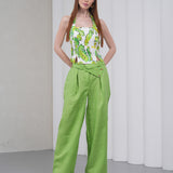 The Wrapline Linen Trouser - Green