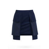 Dimensions Layered Skirt - Navy & Mustard Gold