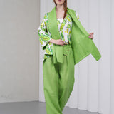 The Wrapline Linen Trouser - Green