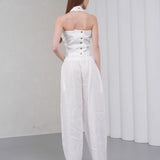 The Halterline Linen Blouse - White