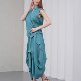 The Collar Linen Skirt - Teal