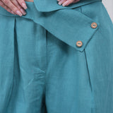 The Wrapline Linen Trouser - Teal