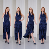 The Vanguard Skirt Silk - Midnight Navy
