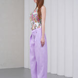 The Wrapline Linen Trouser - Lilac