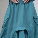 The Collar Linen Skirt - Teal